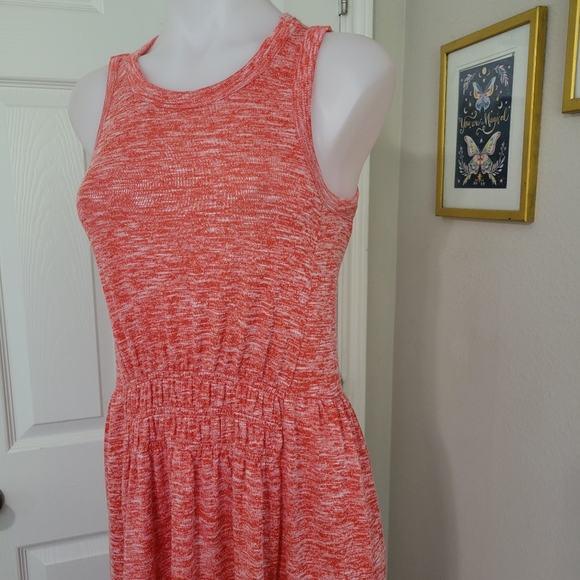 Lou & Grey Coral Orange Spacedyed Tiered Maxi Dress NWT Sleeveless Stretch - Picture 2 of 16